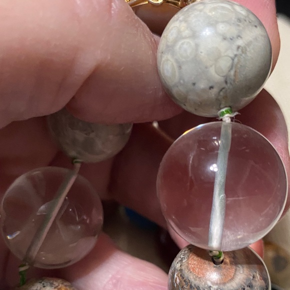 Multicolor assorted natural gemstone large individually knotted bead Necklace - Picture 13 of 16